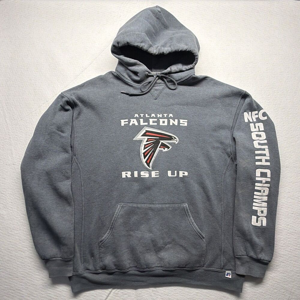 Vintage Y2K Russell Athletic Atlanta Falcons NFC South Champs Gray Hoodie Men XL